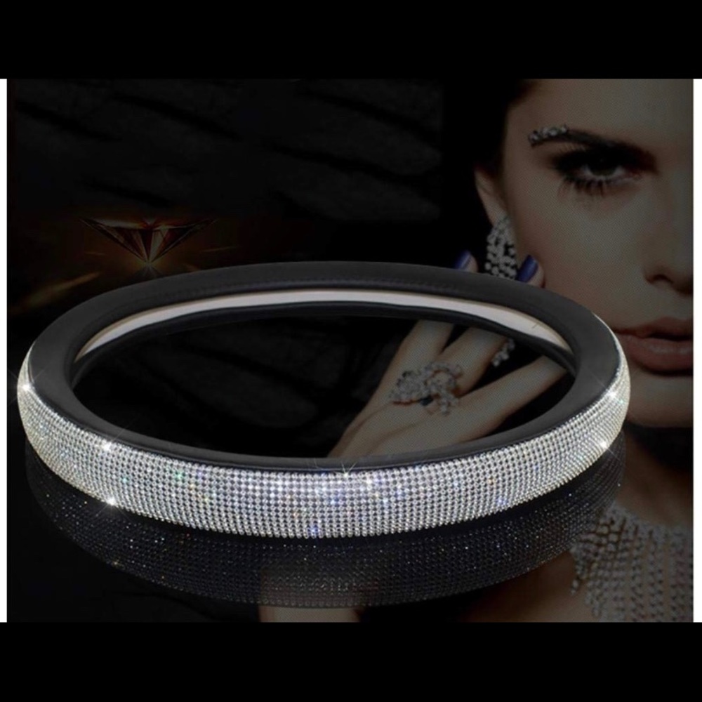 Rhinestone steering wheel cover.